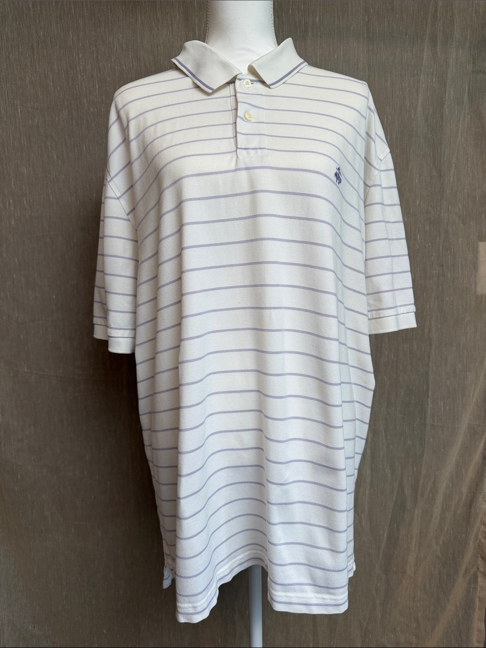 Brooks Brothers White Polo with Light Blue Stripes